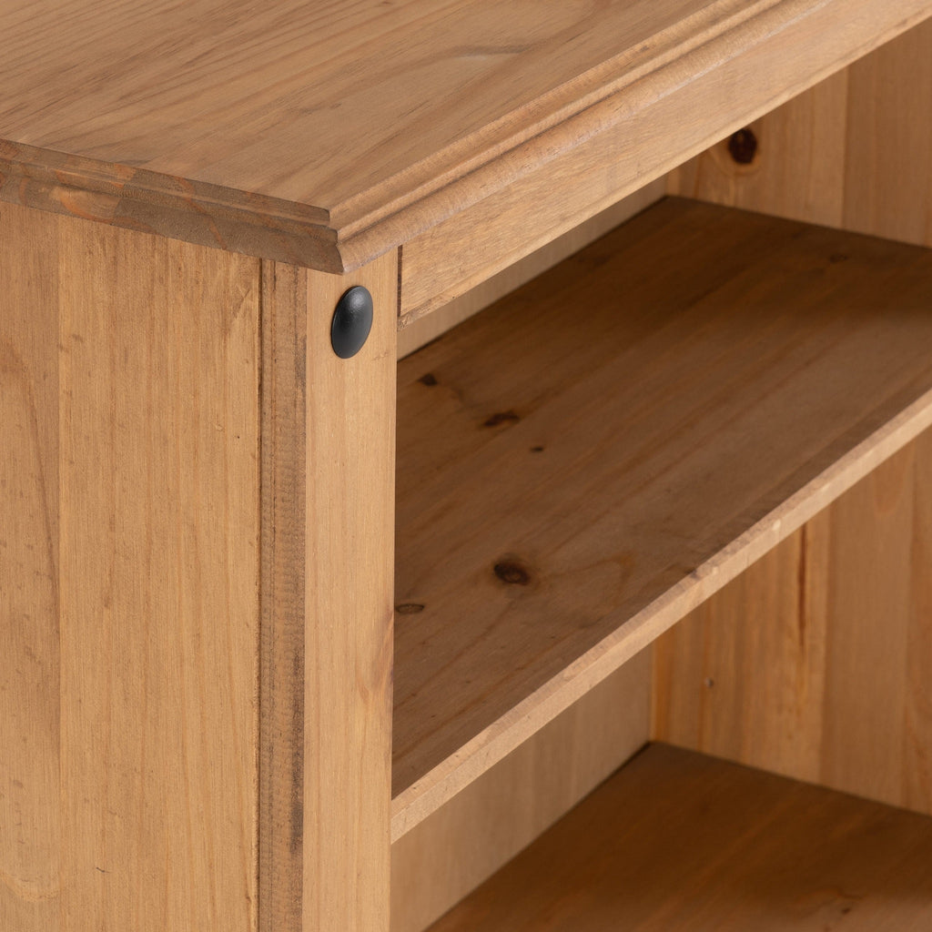 Corona Low Bookcase - Distressed Waxed Pine