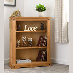 Corona Low Bookcase - Distressed Waxed Pine