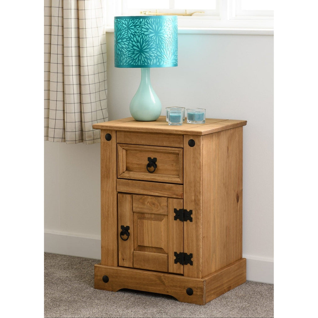 Corona Petite Bedside - Distressed Waxed Pine