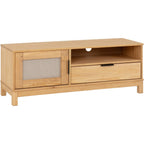 Corona Rattan 1 Door 1 Drawer Tv Unit - Distressed Wax Pine/Rattan Effect