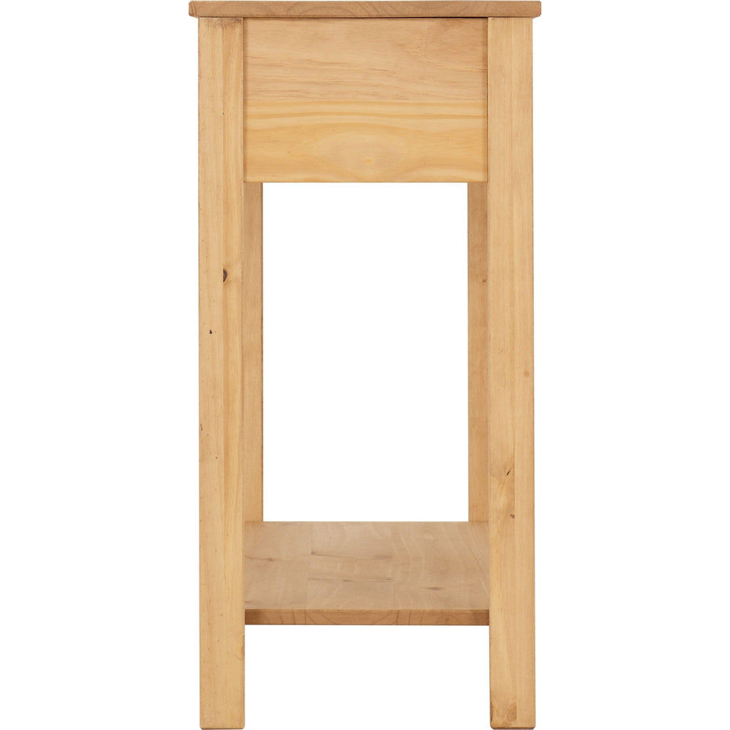 Corona Rattan 2 Drawer Console Table - Distressed Wax Pine/Rattan Effect