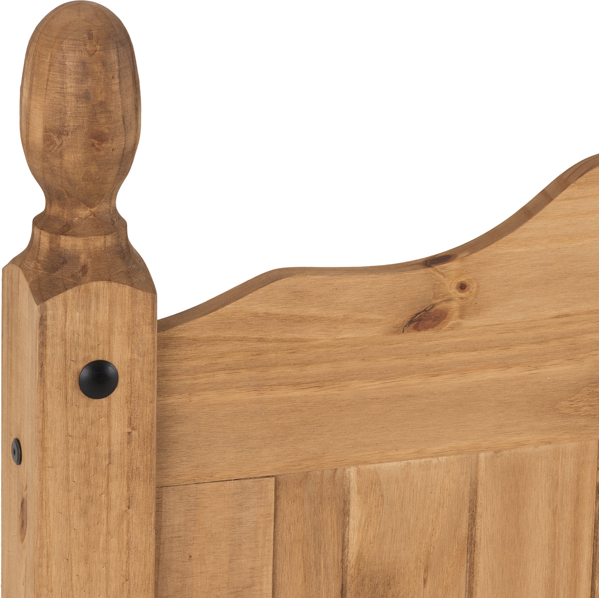 Corona Scroll 4'6" High End Bed - Distressed Waxed Pine