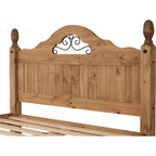 Corona Scroll 4'6" High End Bed - Distressed Waxed Pine