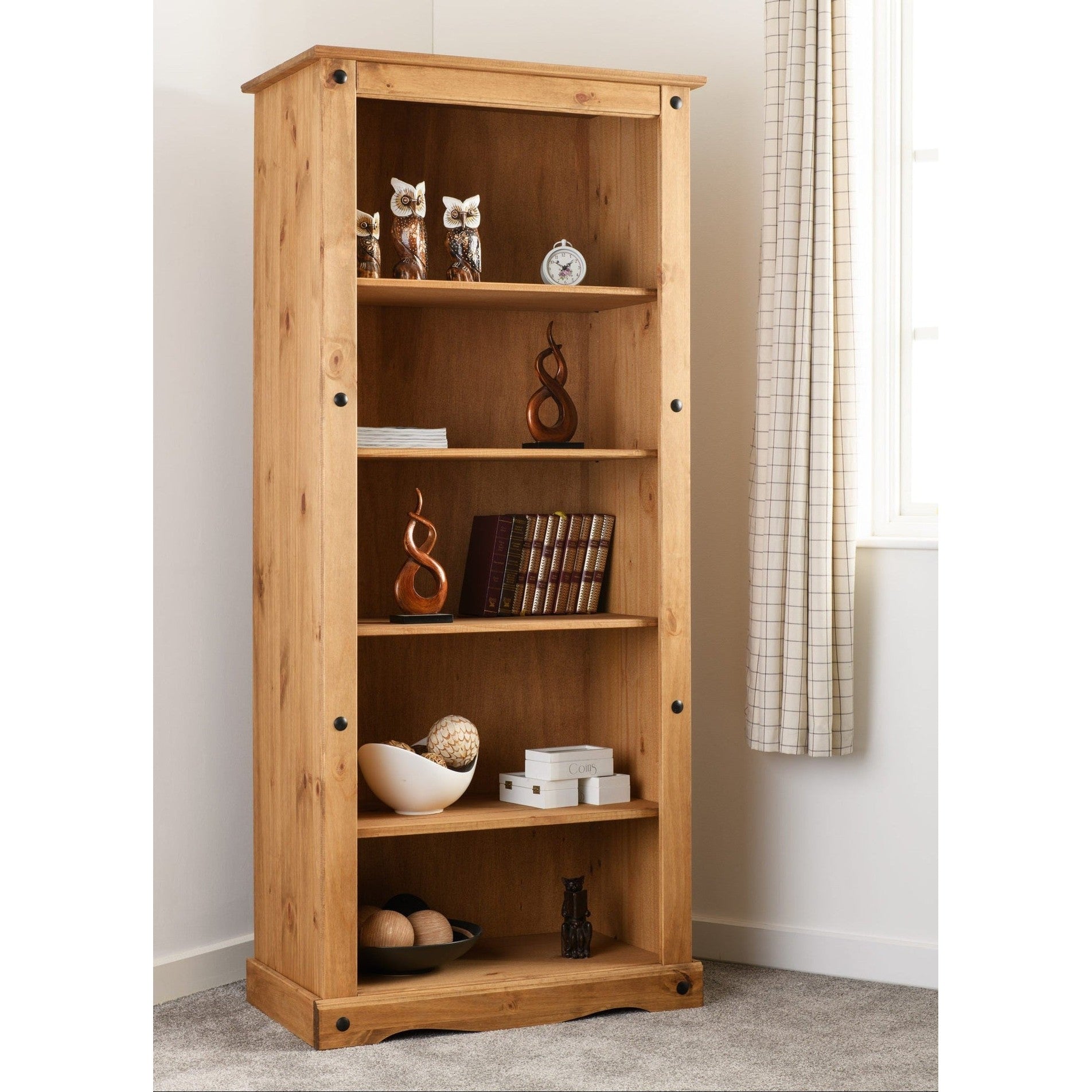 Corona Tall Bookcase - Distressed Waxed Pine