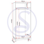 Cleveland 2 Door Wardrobe - White/Grey Metal Effect