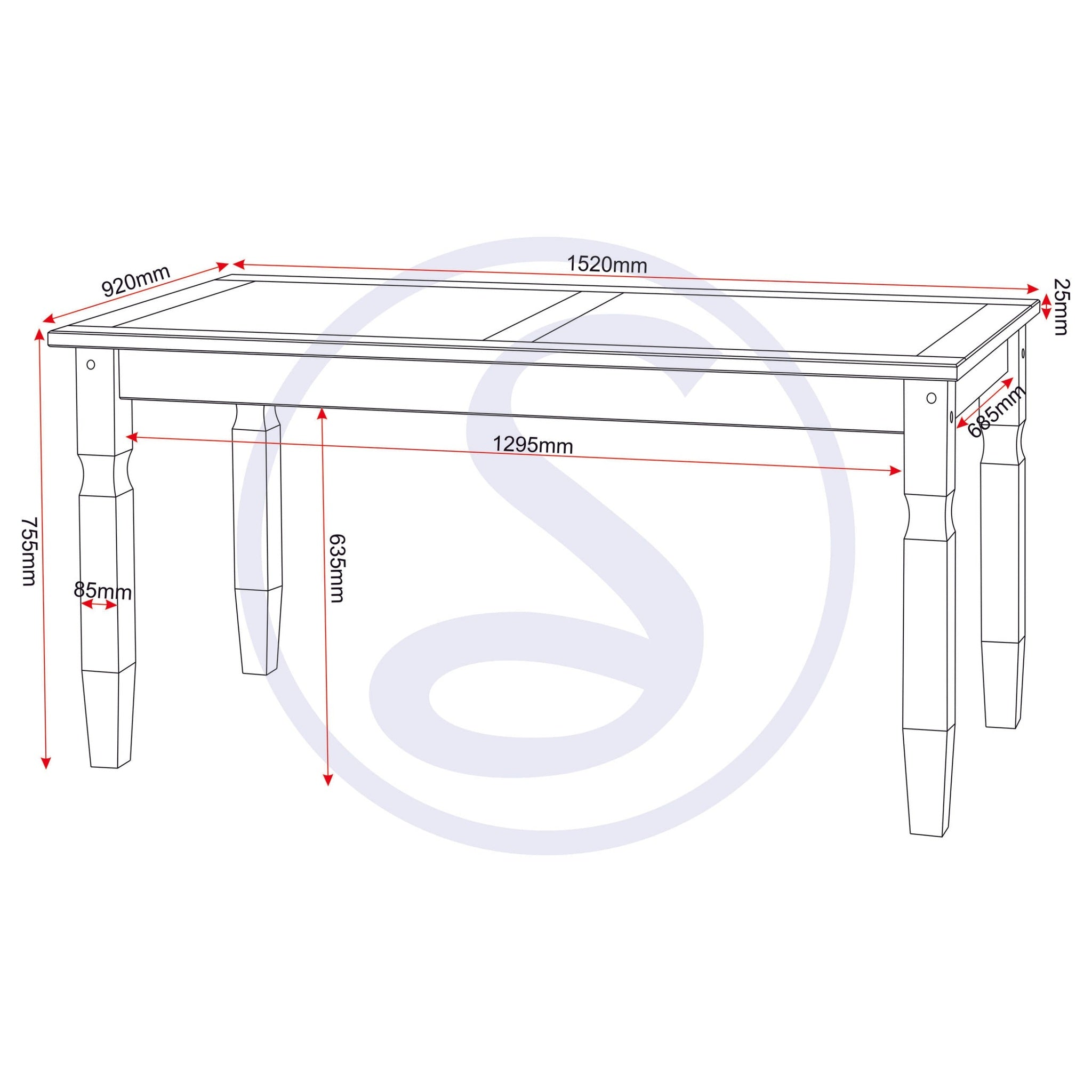 Corona 5' Dining Table - Distressed Waxed Pine