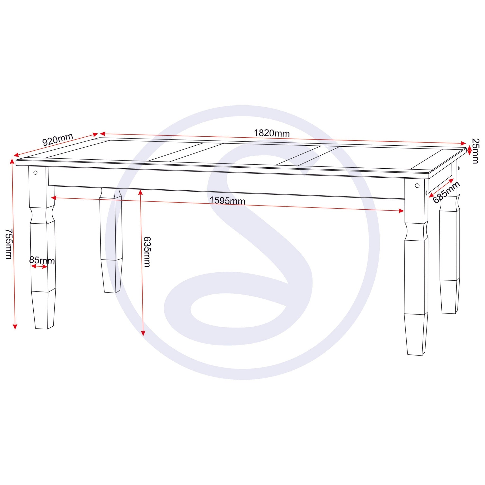 Corona 6' Dining Table - Distressed Waxed Pine