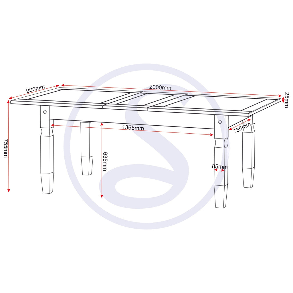 Corona Extending Dining Table - Distressed Waxed Pine