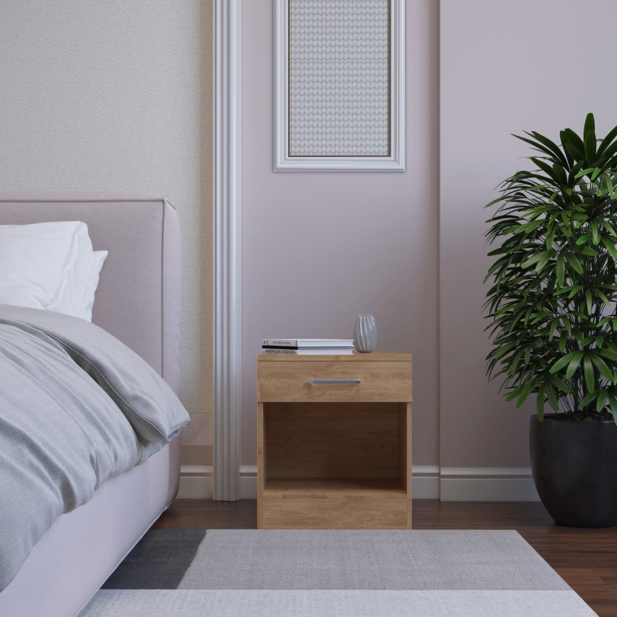 Dakota 1 Drawer Bedside - Oak Effect