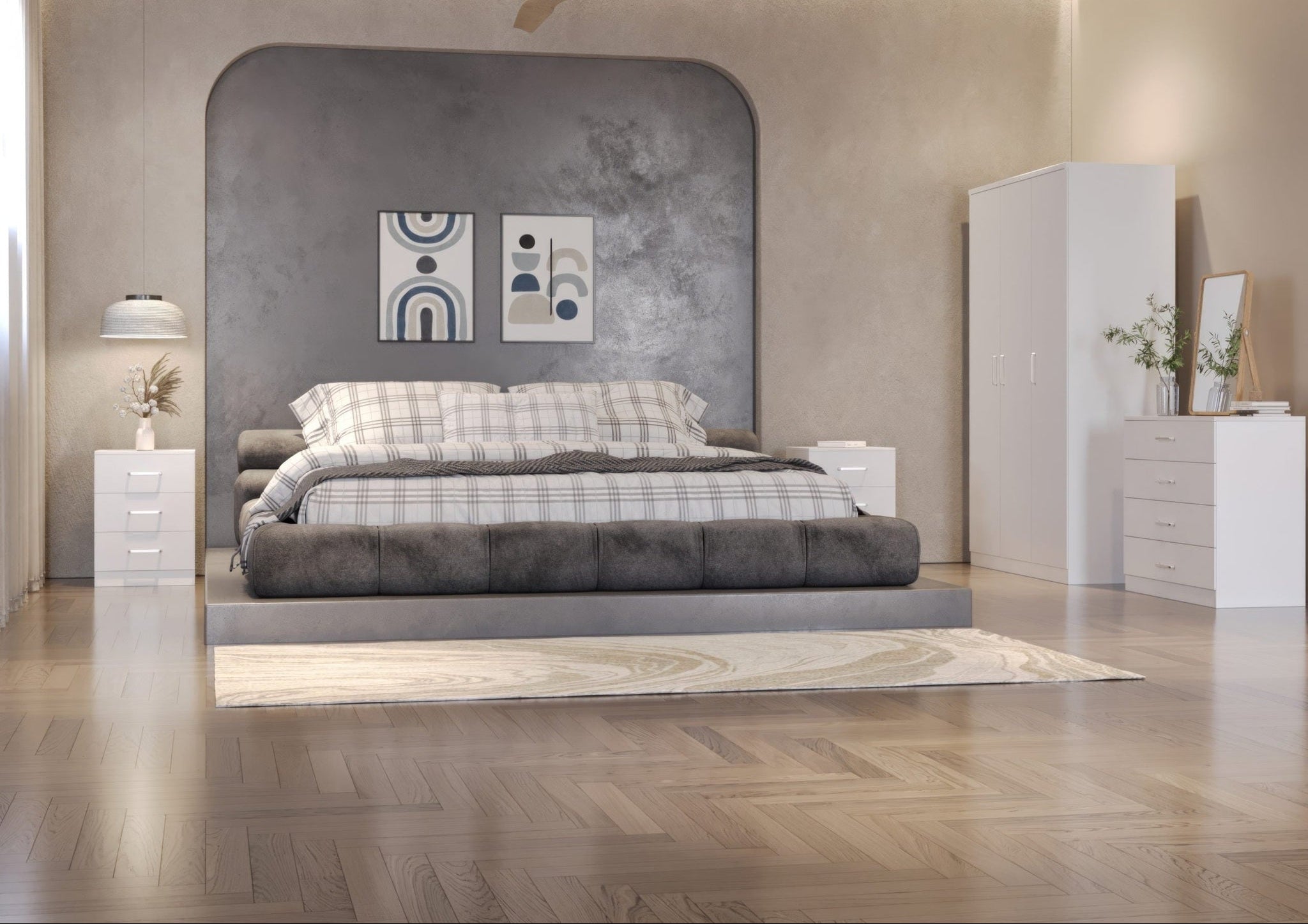 Dakota 3 Door Wardrobe Bedroom Set - White