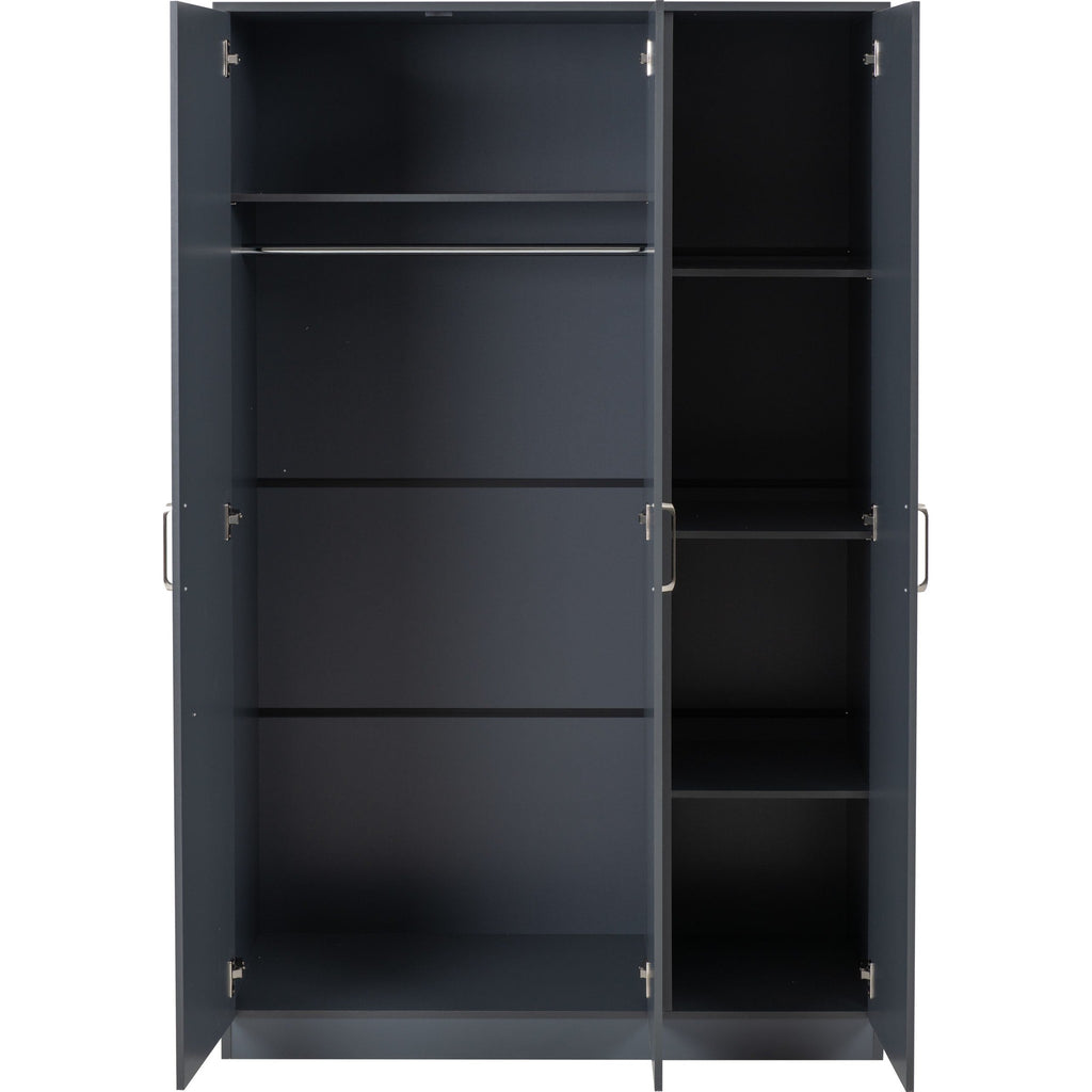 Dakota 3 Door Wardrobe - Dark Grey