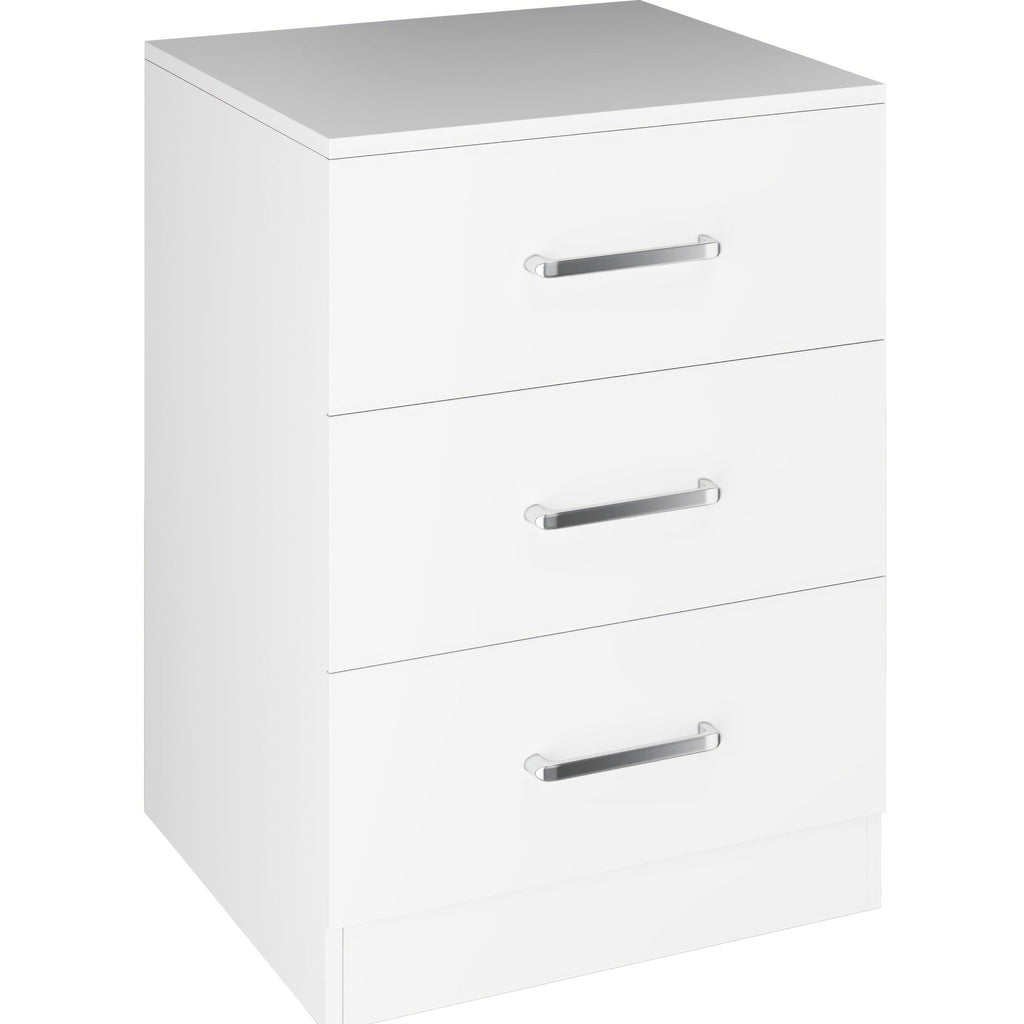 Dakota 3 Drawer Bedside - White