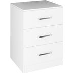Dakota 3 Drawer Bedside - White