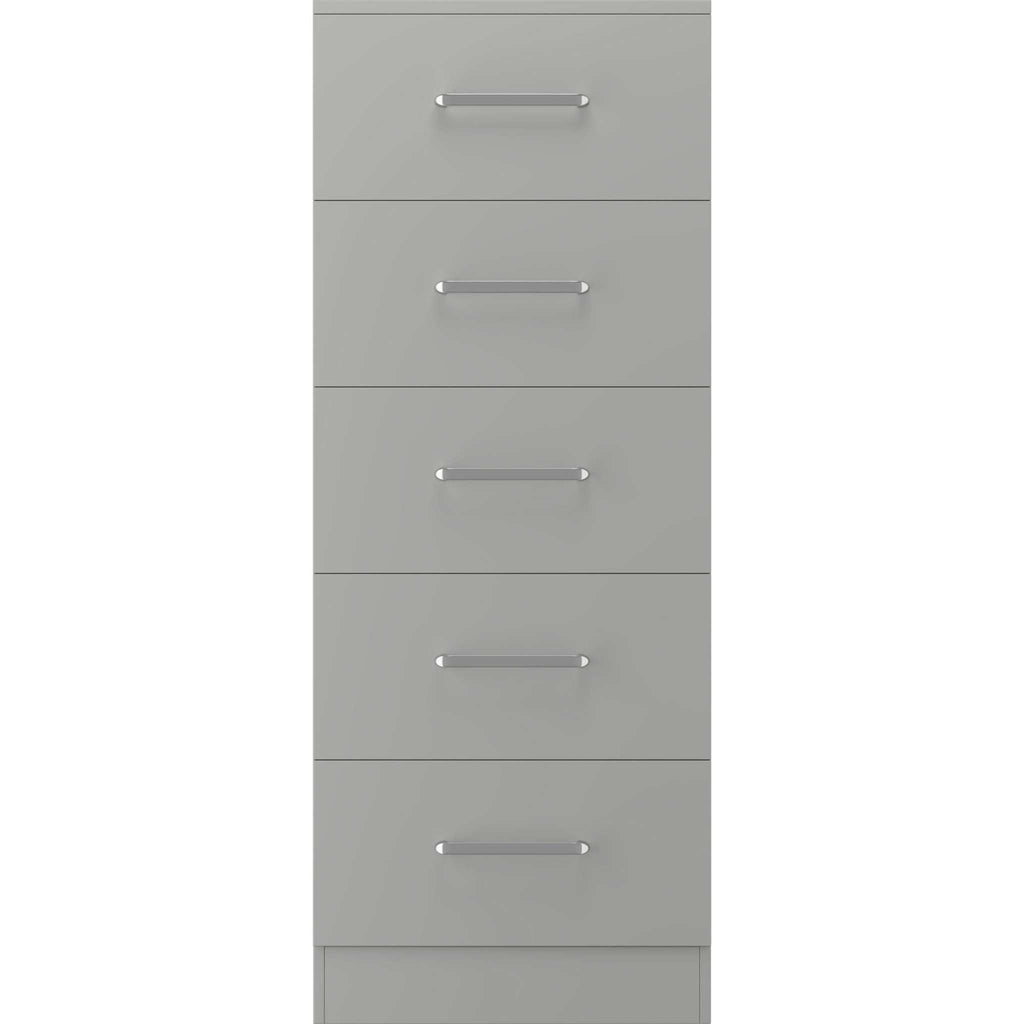 Dakota 5 Drawer Narrow Chest - Light Grey