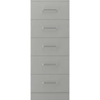 Dakota 5 Drawer Narrow Chest - Light Grey