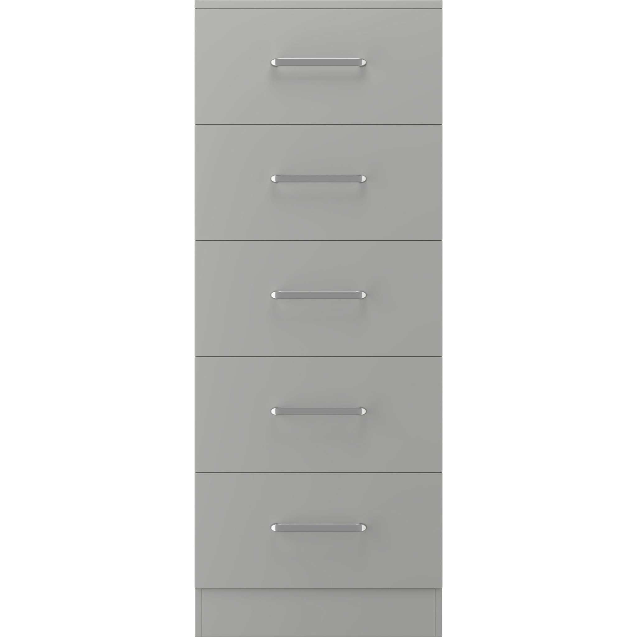 Dakota 5 Drawer Narrow Chest - Light Grey
