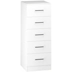 Dakota 5 Drawer Narrow Chest - White