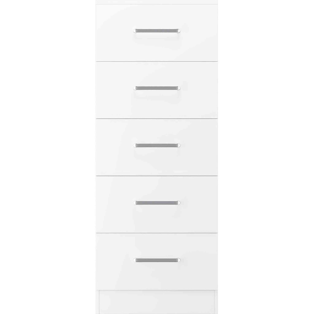 Dakota 5 Drawer Narrow Chest - White