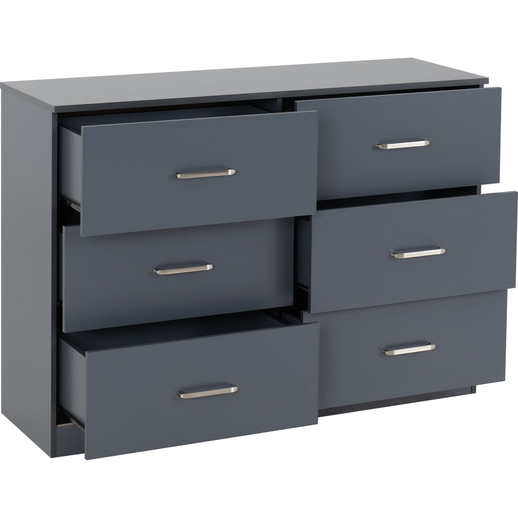 Dakota 6 Drawer Chest - Dark Grey