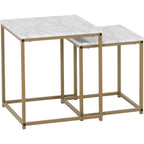 Dallas Nest Of 2 Tables - Marble/Gold Effect