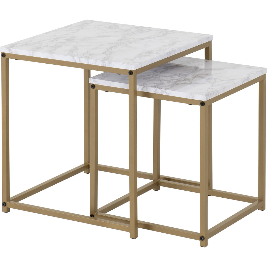 Dallas Nest Of 2 Tables - Marble/Gold Effect