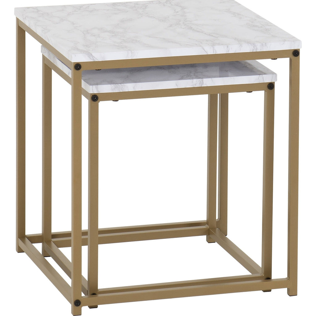 Dallas Nest Of 2 Tables - Marble/Gold Effect