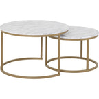 Dallas Round Coffee Table Set - Marble/Gold Effect