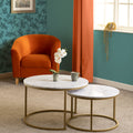 Dallas Round Coffee Table Set - Marble/Gold Effect