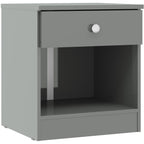 Denver 1 Drawer Bedside - Grey Gloss