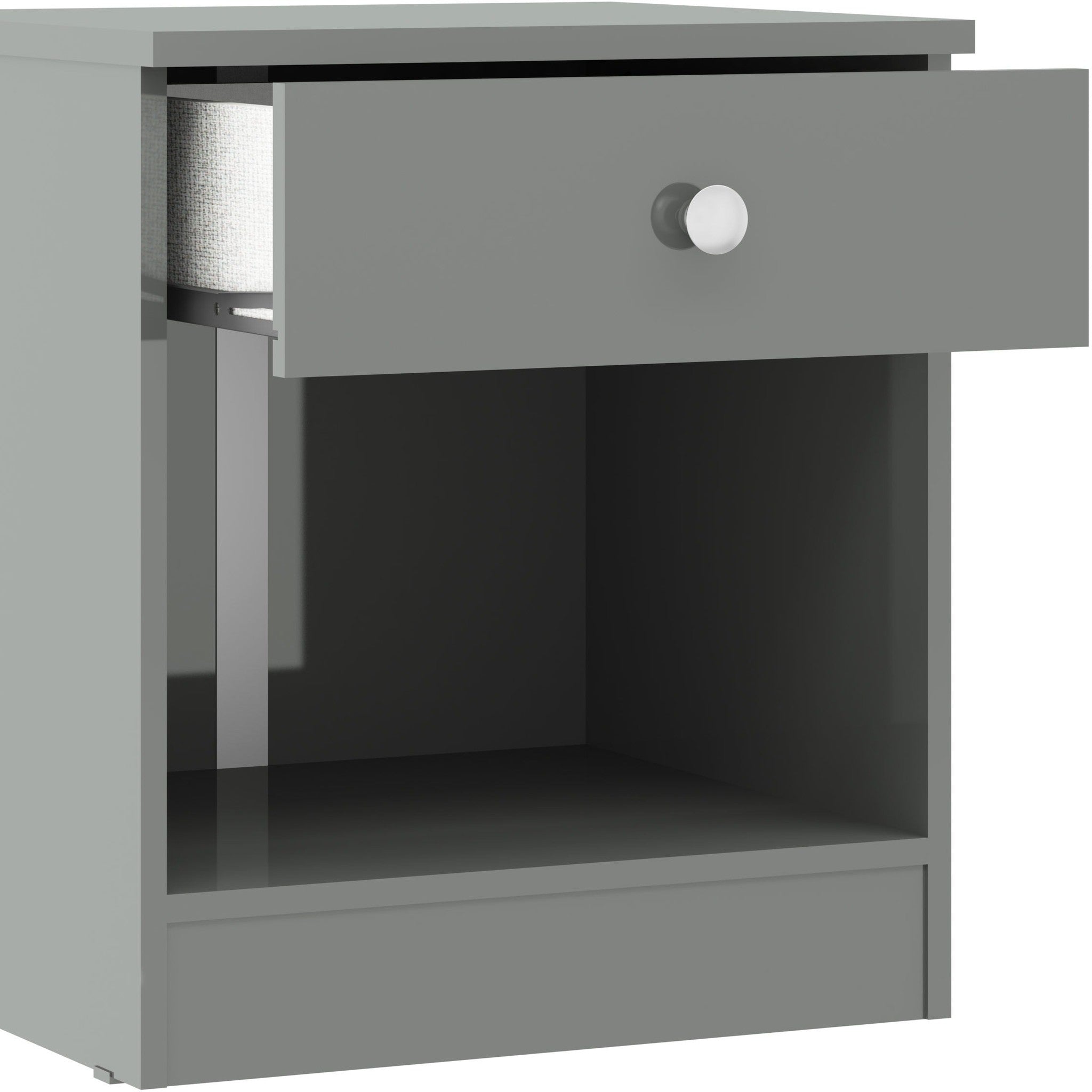 Denver 1 Drawer Bedside - Grey Gloss
