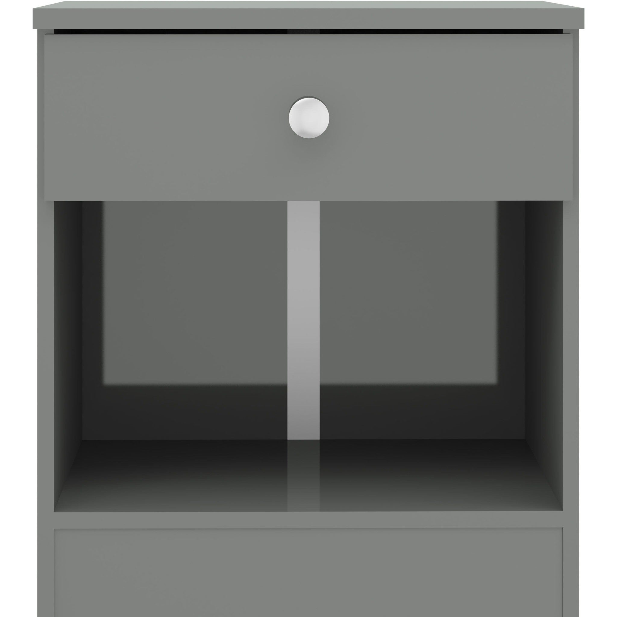 Denver 1 Drawer Bedside - Grey Gloss