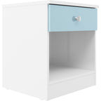 Denver 1 Drawer Bedside - White/Blue Gloss