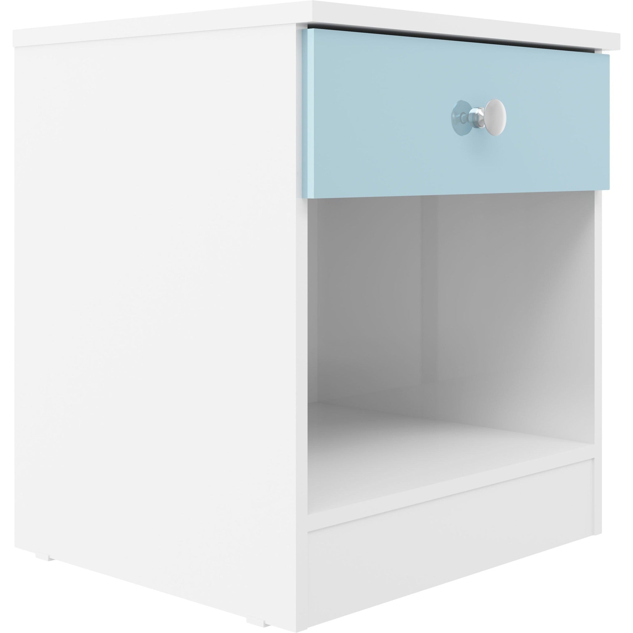 Denver 1 Drawer Bedside - White/Blue Gloss