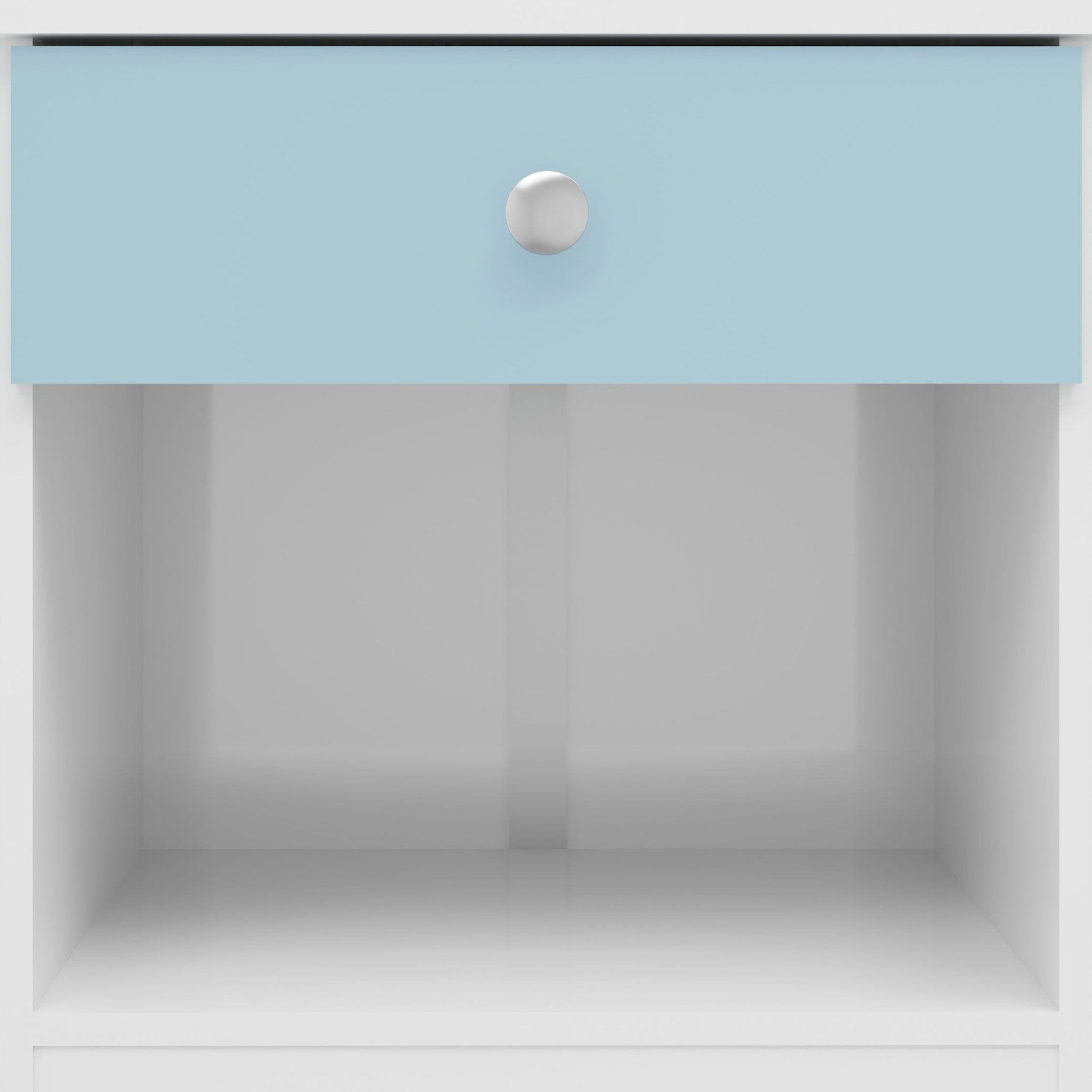 Denver 1 Drawer Bedside - White/Blue Gloss