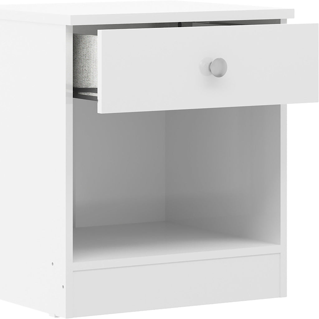 Denver 1 Drawer Bedside - White Gloss