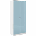 Denver 2 Door Wardrobe - White/Blue Gloss