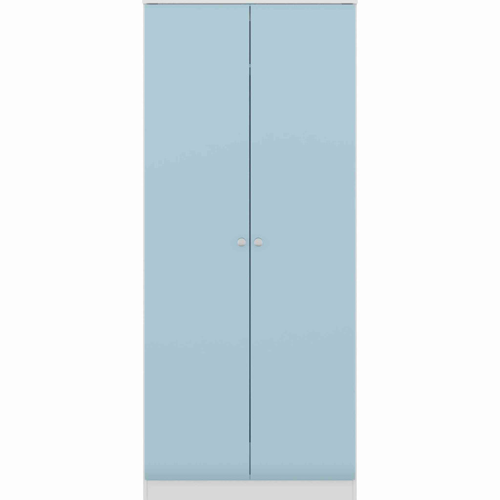 Denver 2 Door Wardrobe - White/Blue Gloss