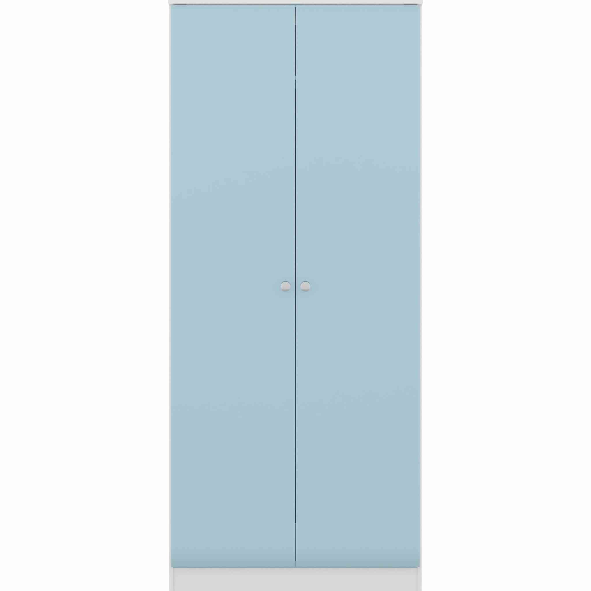 Denver 2 Door Wardrobe - White/Blue Gloss