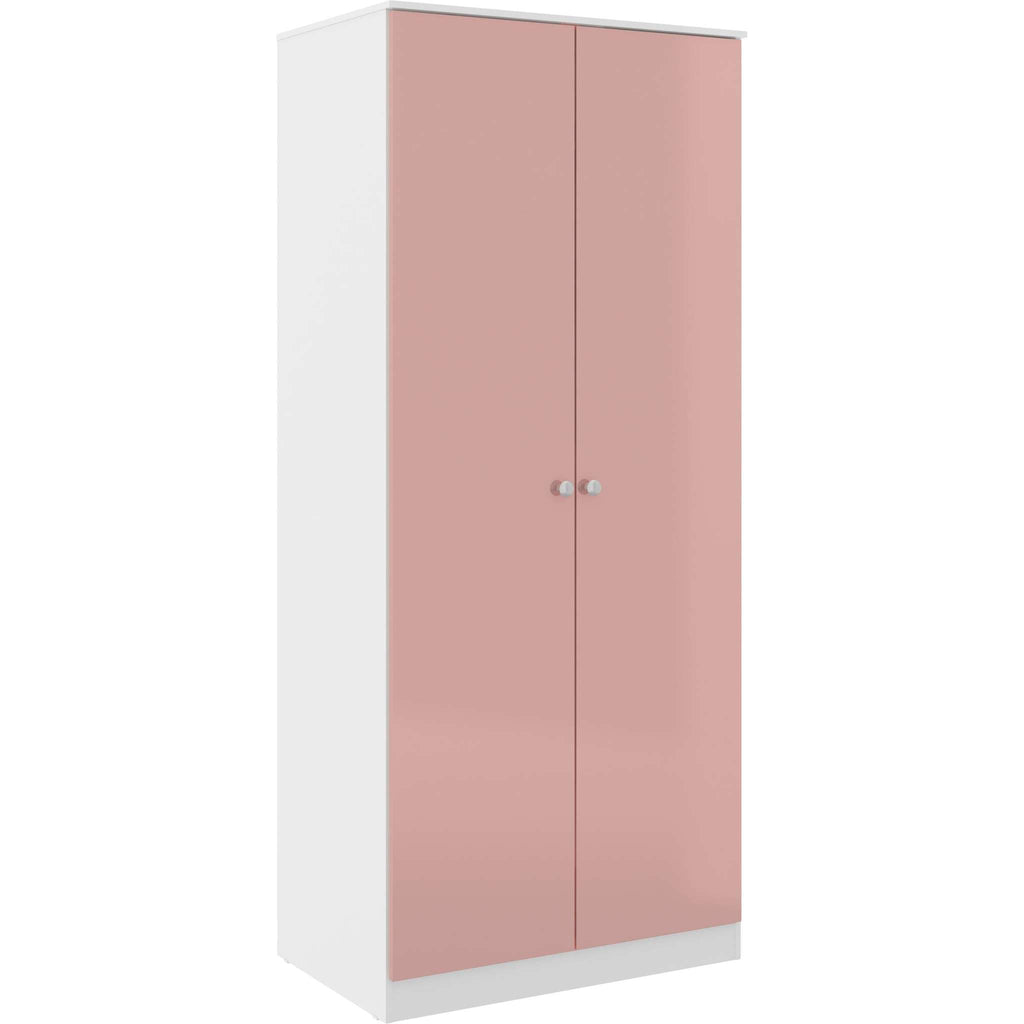 Denver 2 Door Wardrobe - White/Pink Gloss
