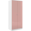 Denver 2 Door Wardrobe - White/Pink Gloss