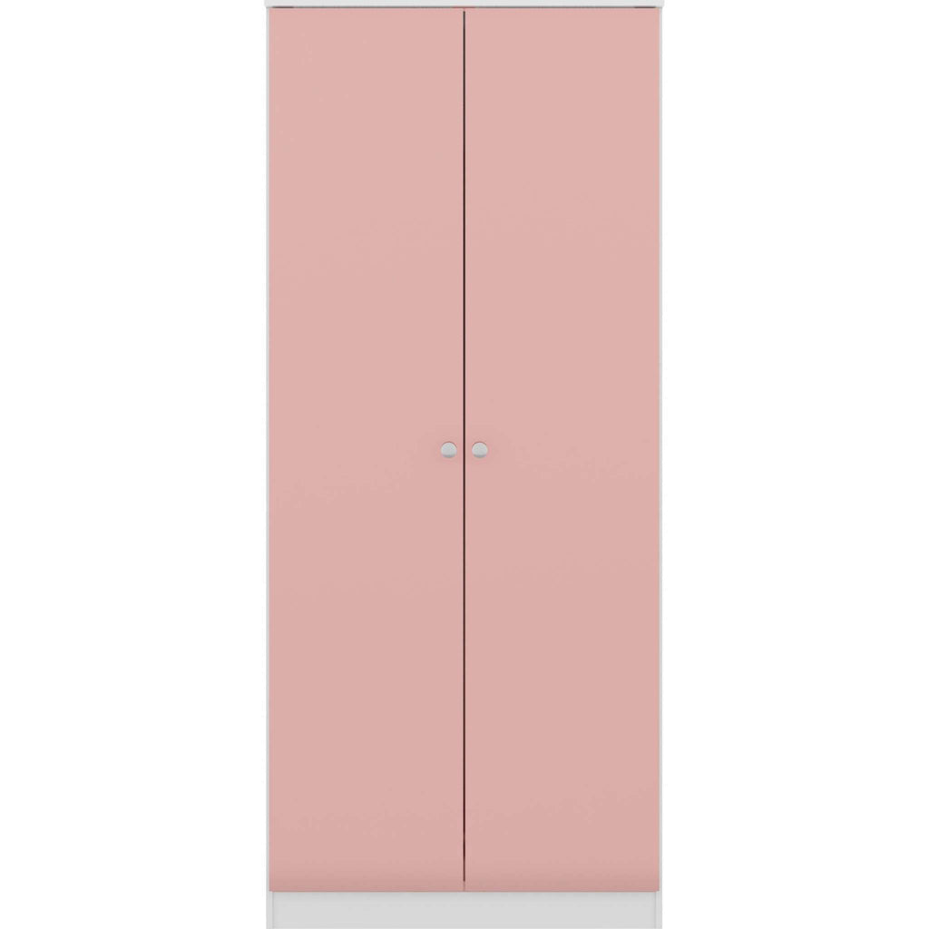 Denver 2 Door Wardrobe - White/Pink Gloss