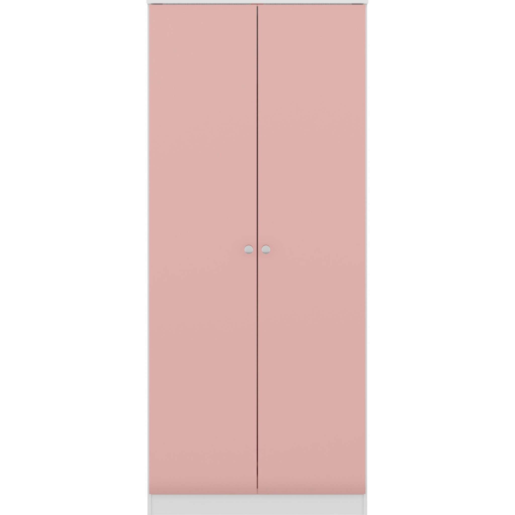 Denver 2 Door Wardrobe - White/Pink Gloss