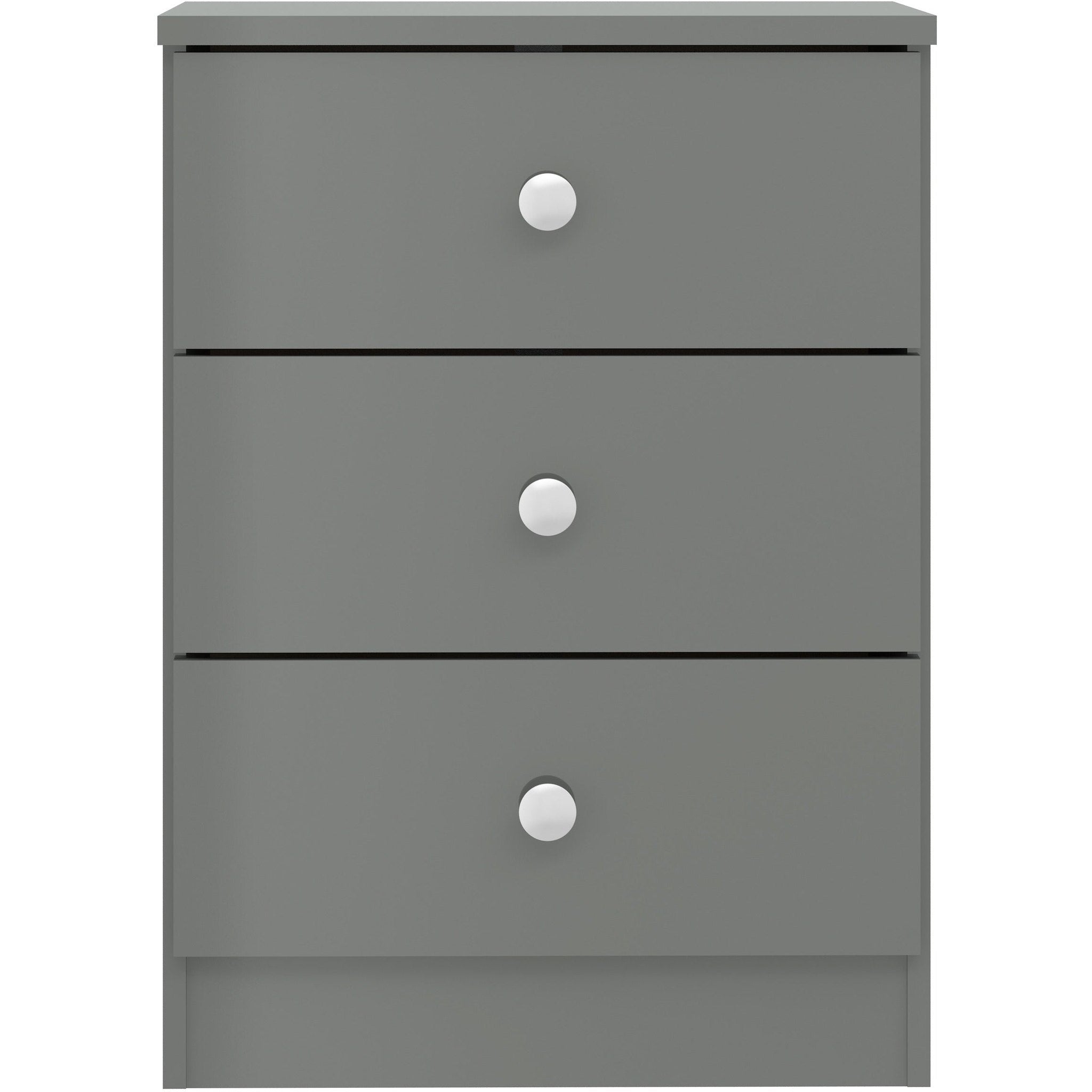Denver 3 Drawer Bedside - Grey Gloss