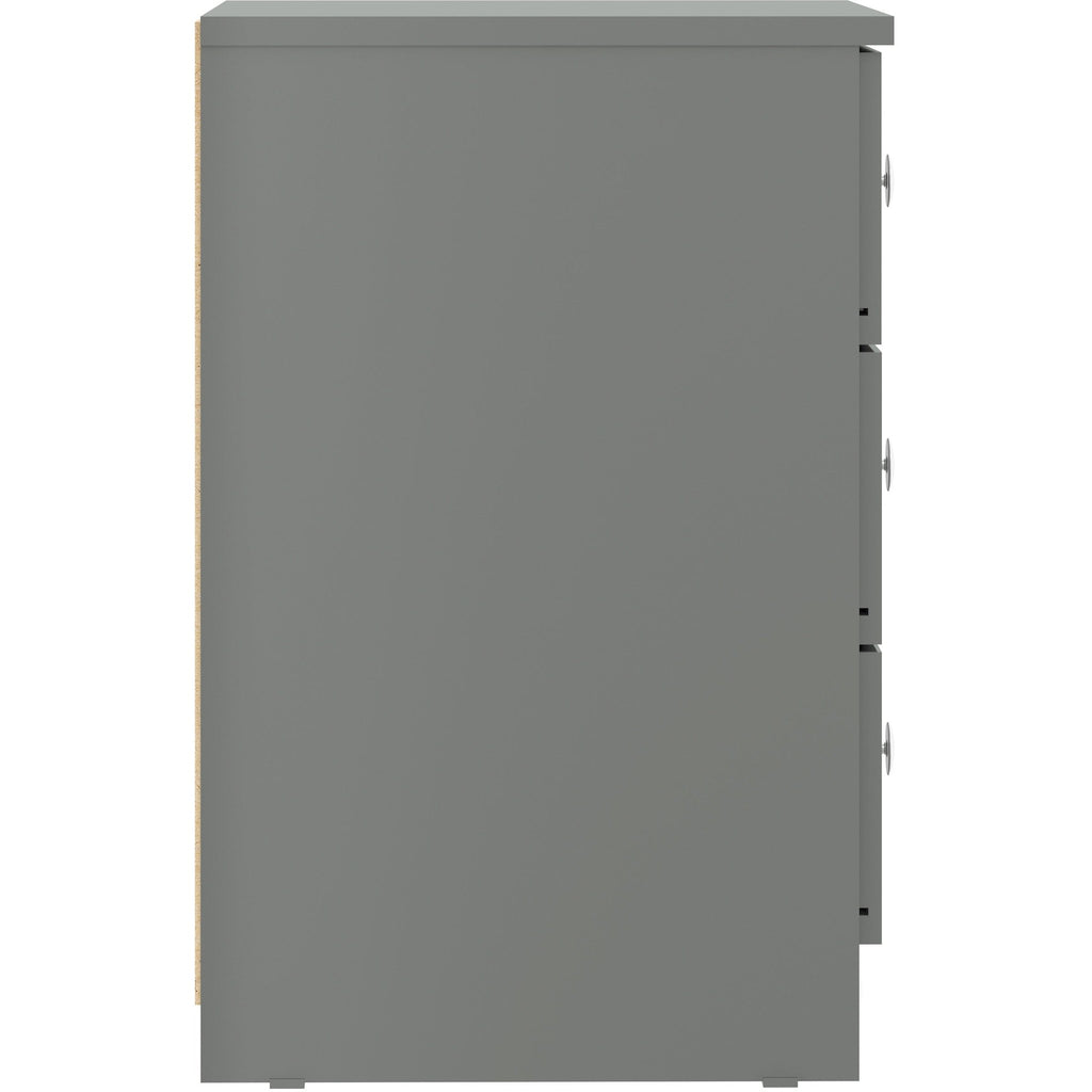 Denver 3 Drawer Bedside - Grey Gloss