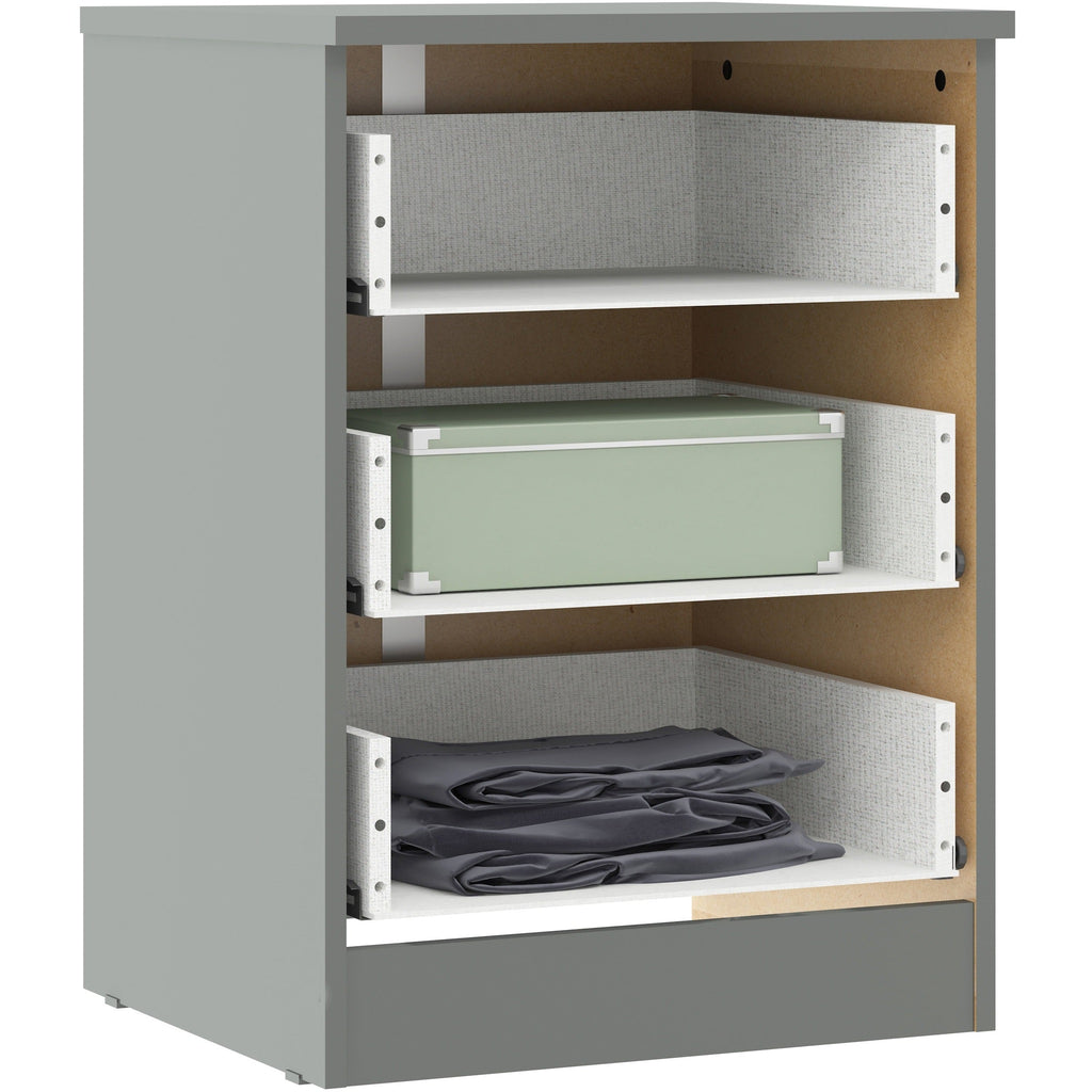 Denver 3 Drawer Bedside - Grey Gloss