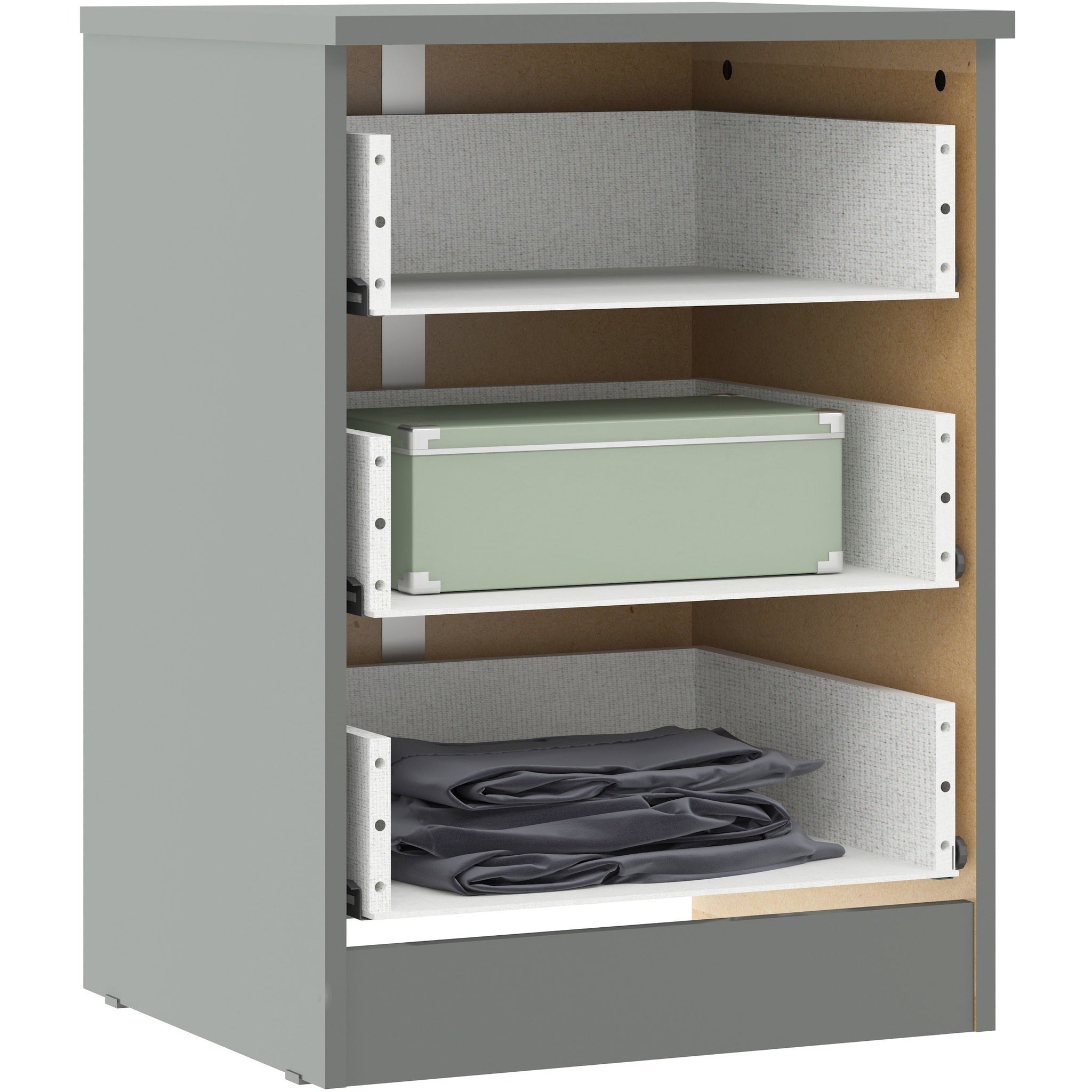 Denver 3 Drawer Bedside - Grey Gloss
