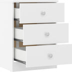 Denver 3 Drawer Bedside - White Gloss