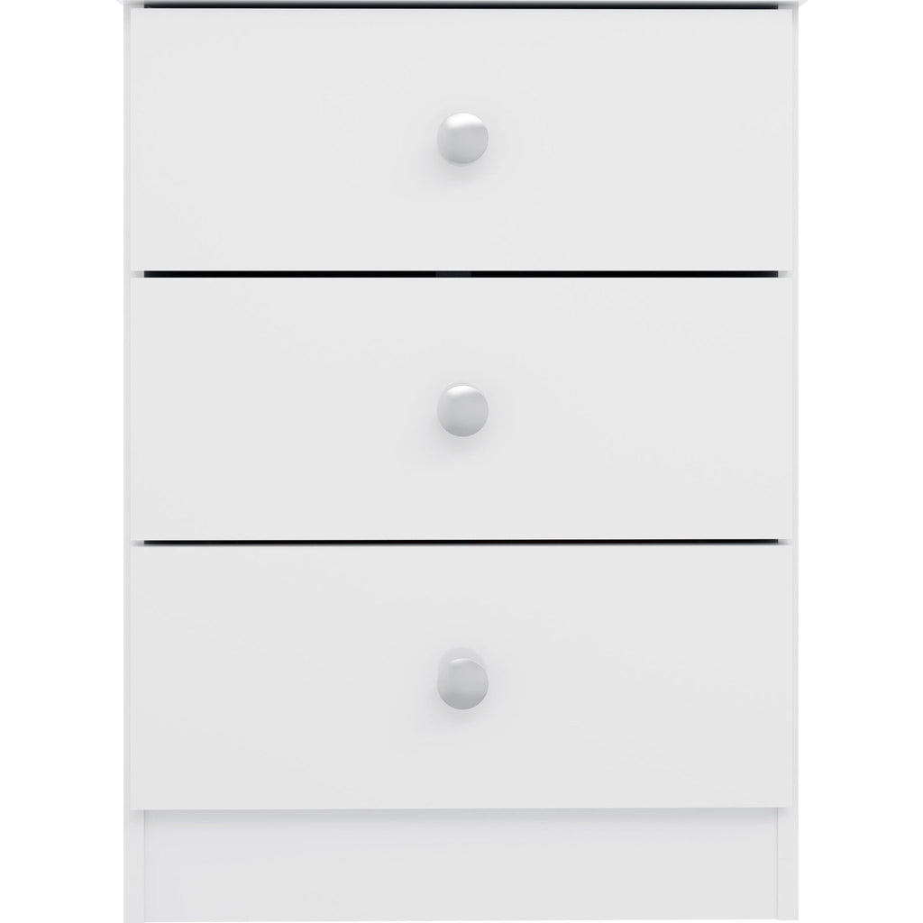 Denver 3 Drawer Bedside - White Gloss