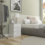 Denver 3 Drawer Bedside - White Gloss