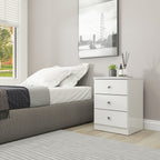 Denver 3 Drawer Bedside - White Gloss